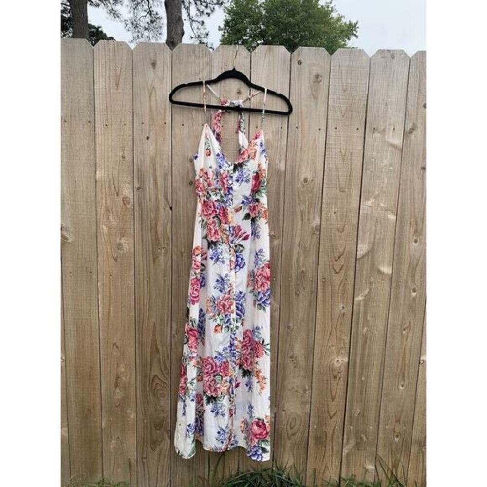 Crystal‎ Sky Womens White Floral Summer Dress Spring Summer Long Size 3 Junior